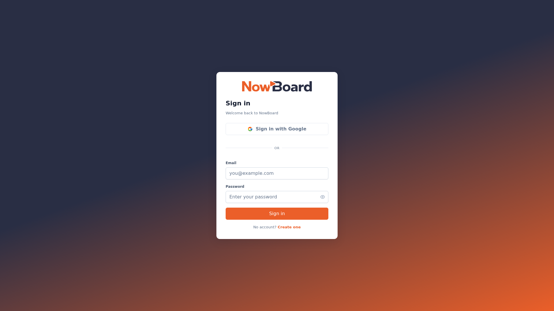 Screenshot of app.nowboard.tv