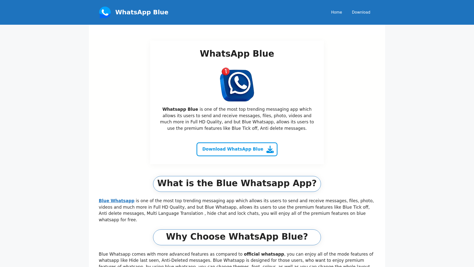 Screenshot of whatsappblue.com.in