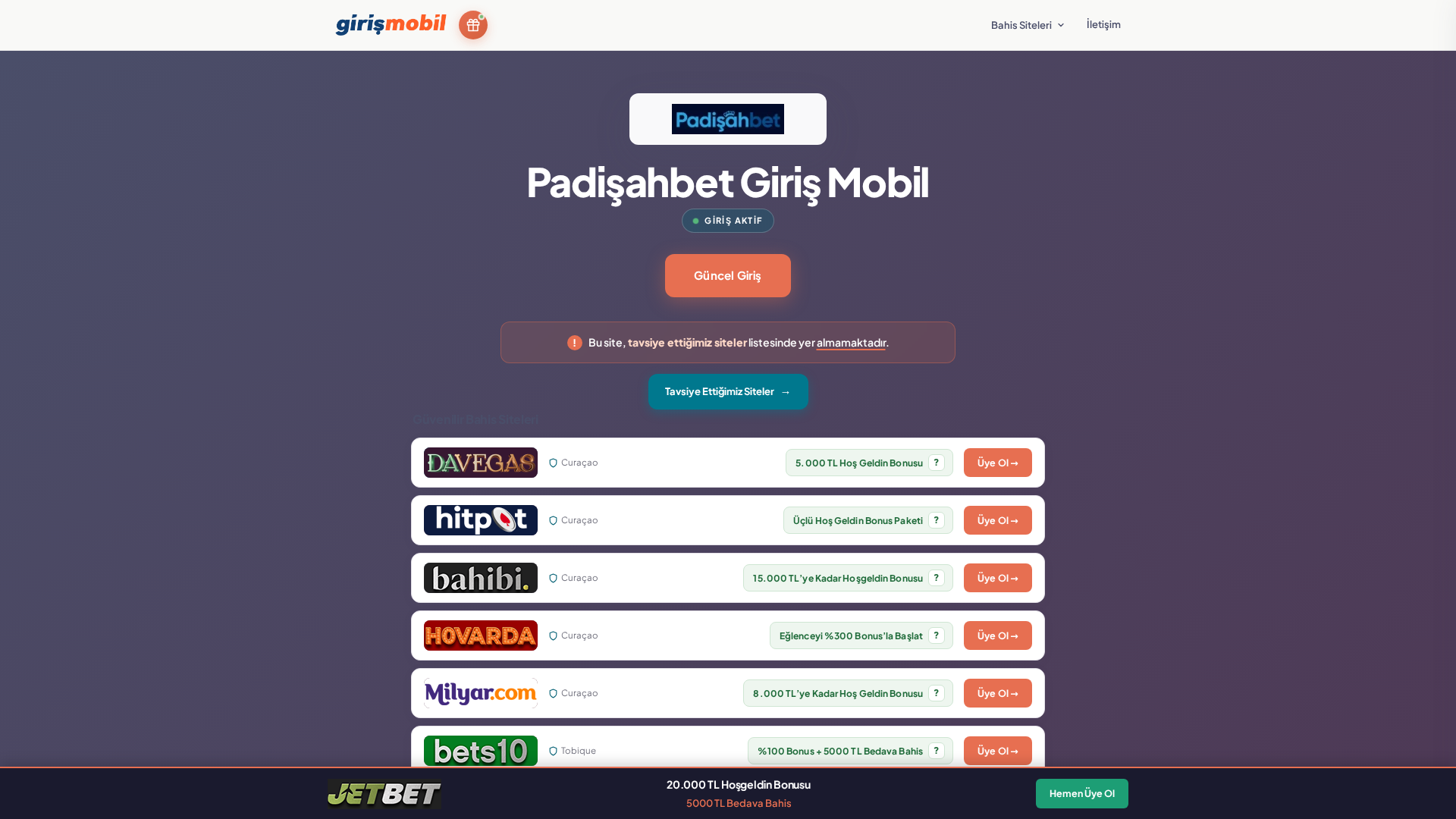 Screenshot of padisahbet.girismobil2.one
