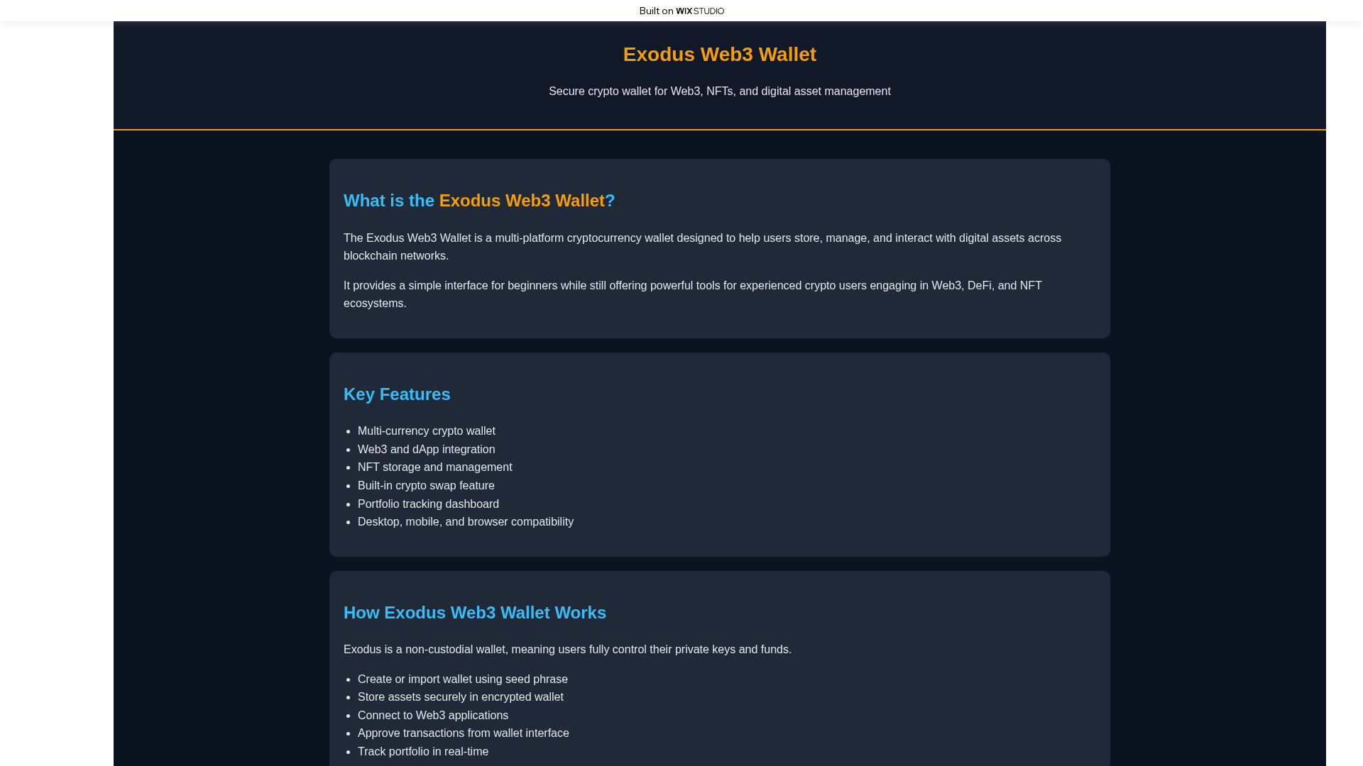 Screenshot of web3-exodua.wixstudio.com
