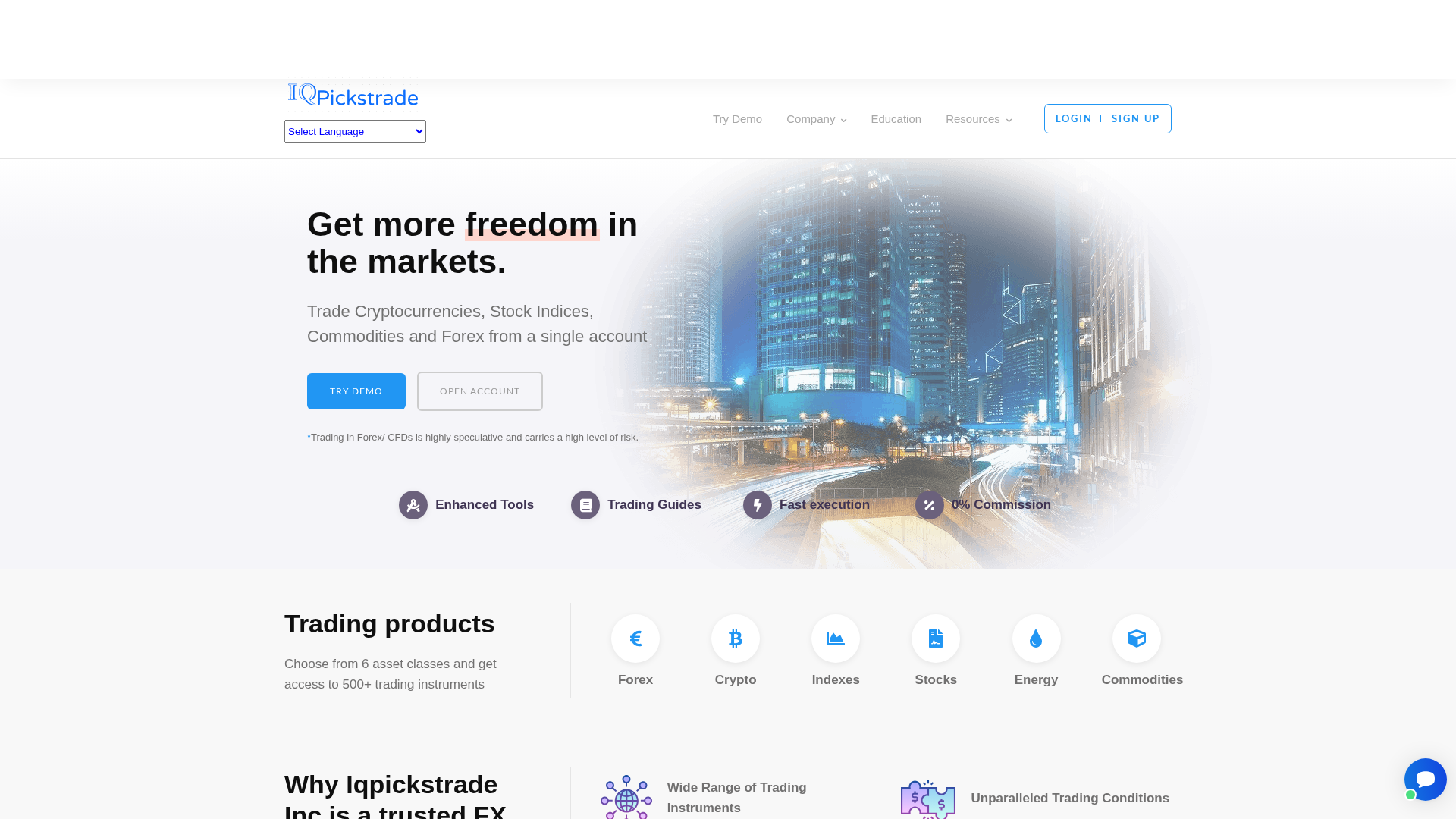 Screenshot of iqpickstrade.trade