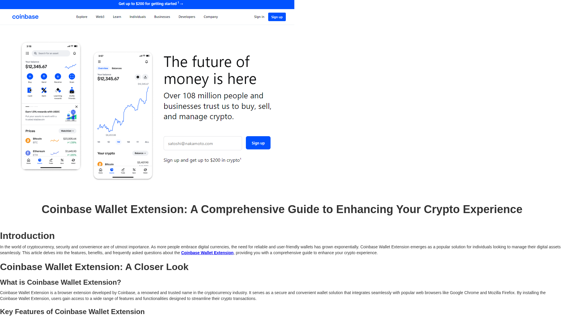 Screenshot of ciuoinbasewalletexteensiion.webflow.io