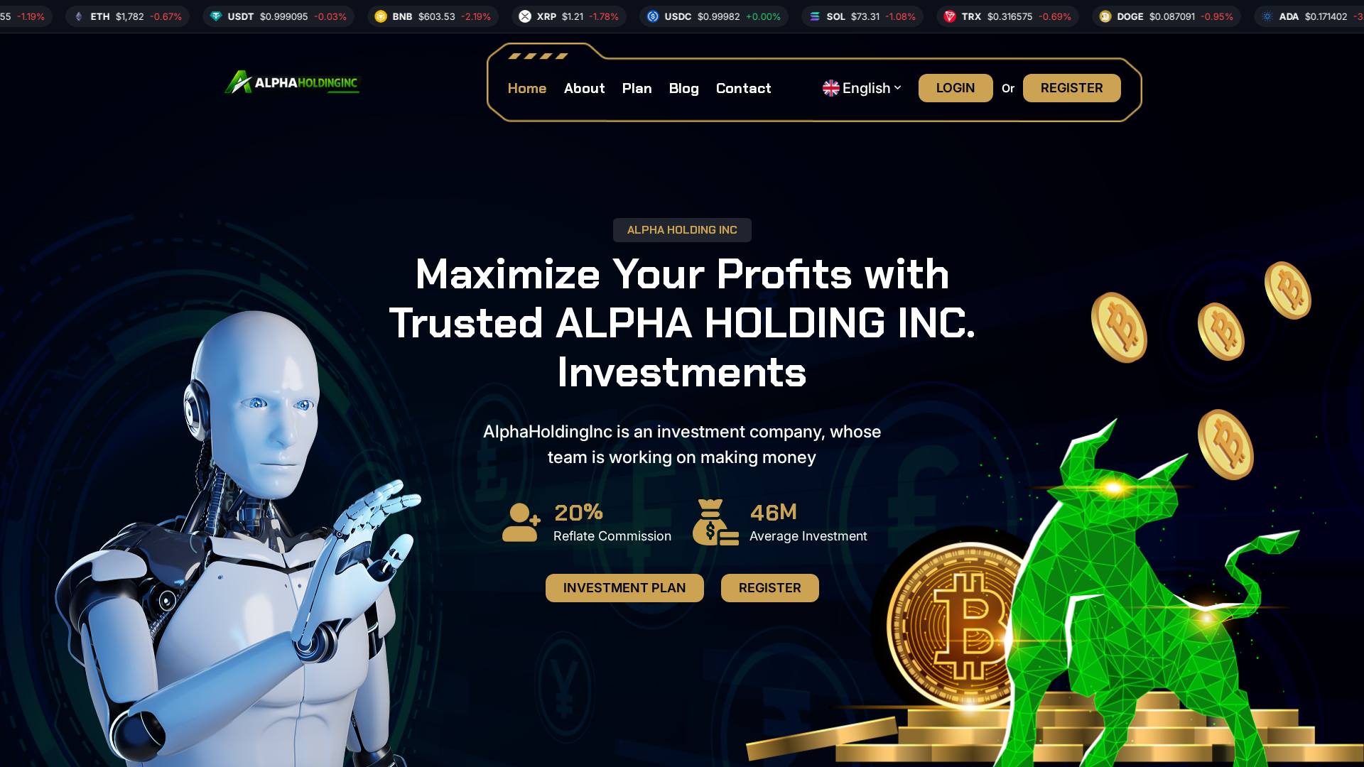 Screenshot of alphaholdinginc.com