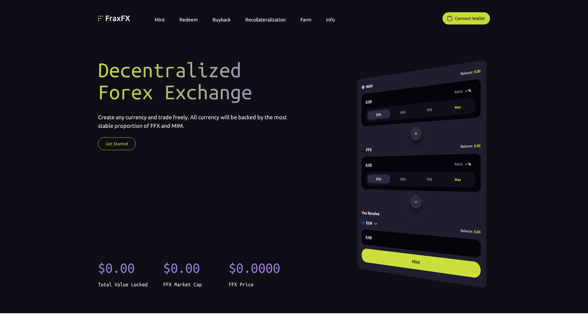 Screenshot of fraxfx-interface.pages.dev