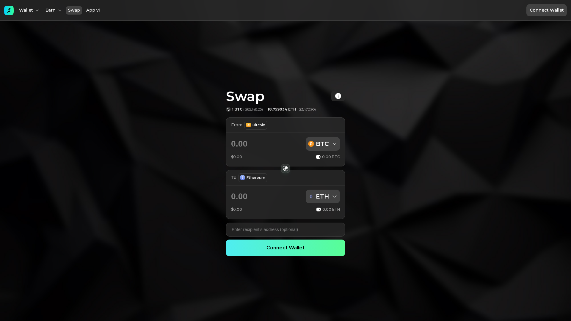 Screenshot of app2-thorwallet-swap.pages.dev