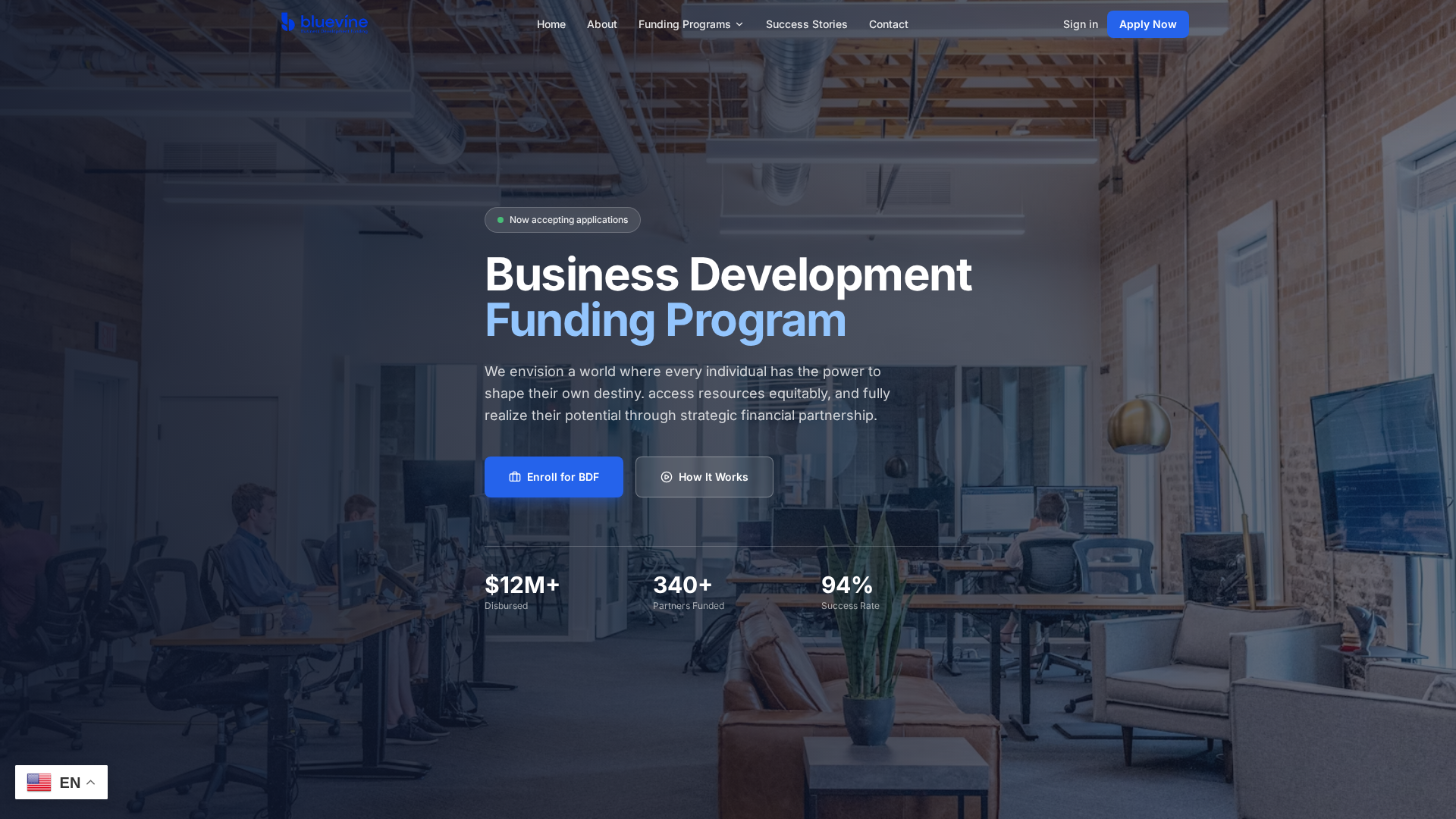 Screenshot of bluevinebdf.com