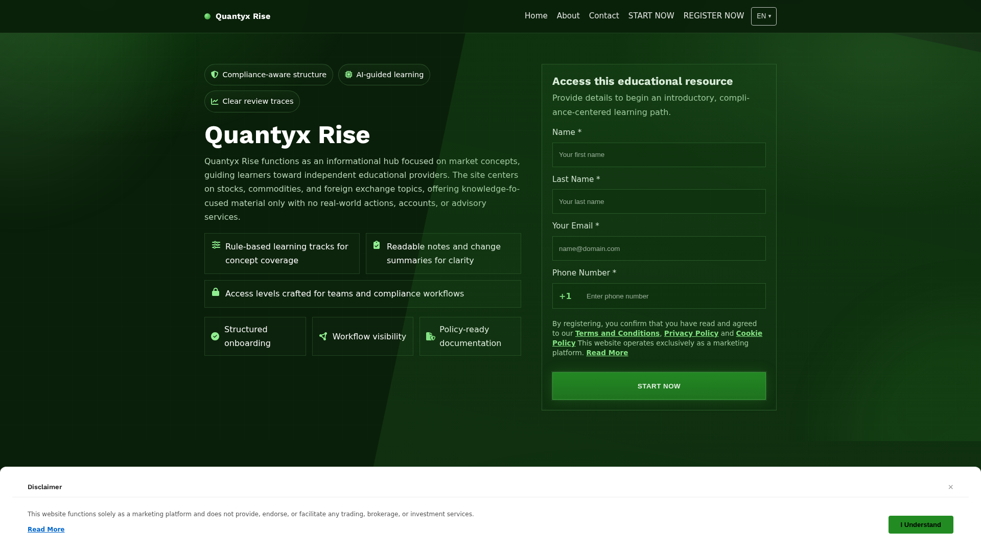 Screenshot of quantyxriseplatform.com