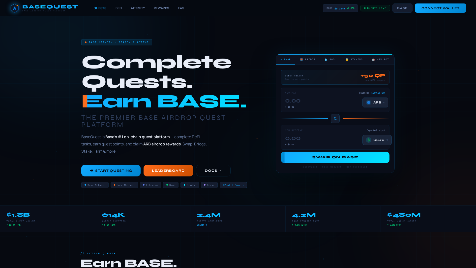 Screenshot of basequest.live