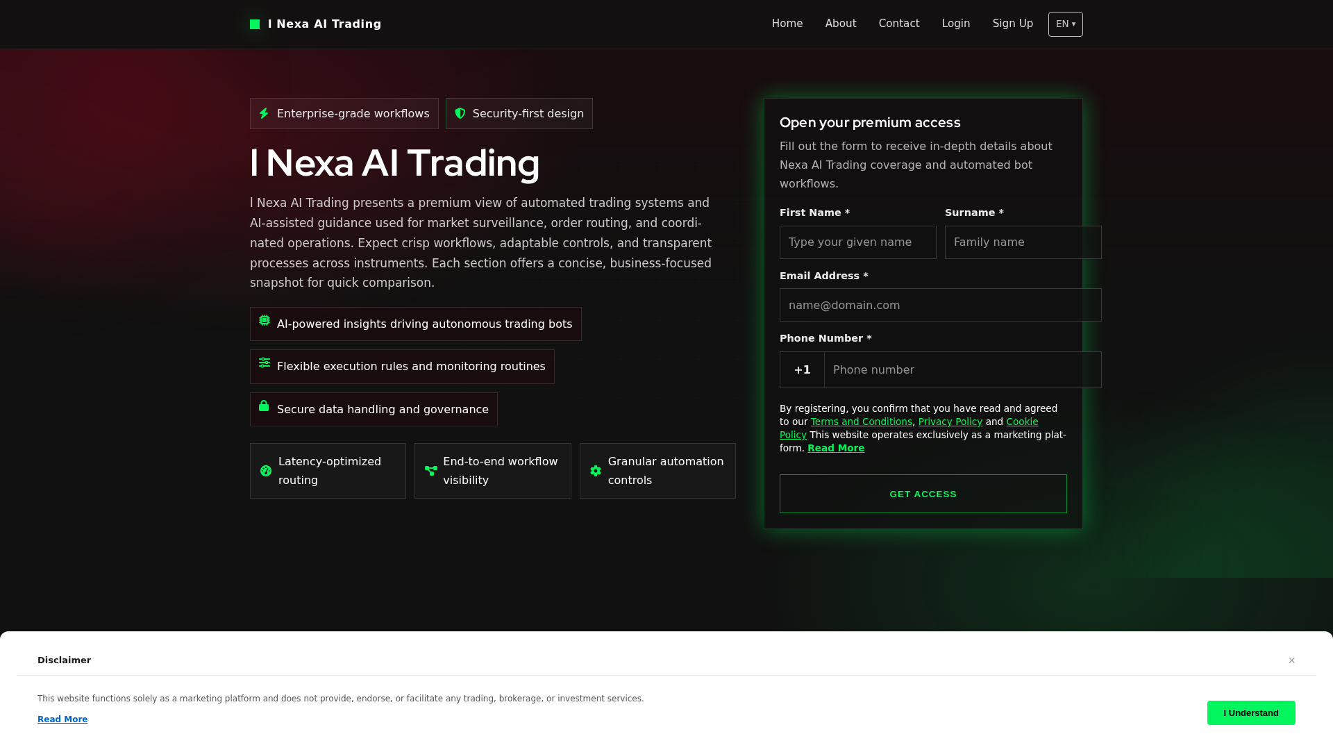 Screenshot of nexaaitrading.com