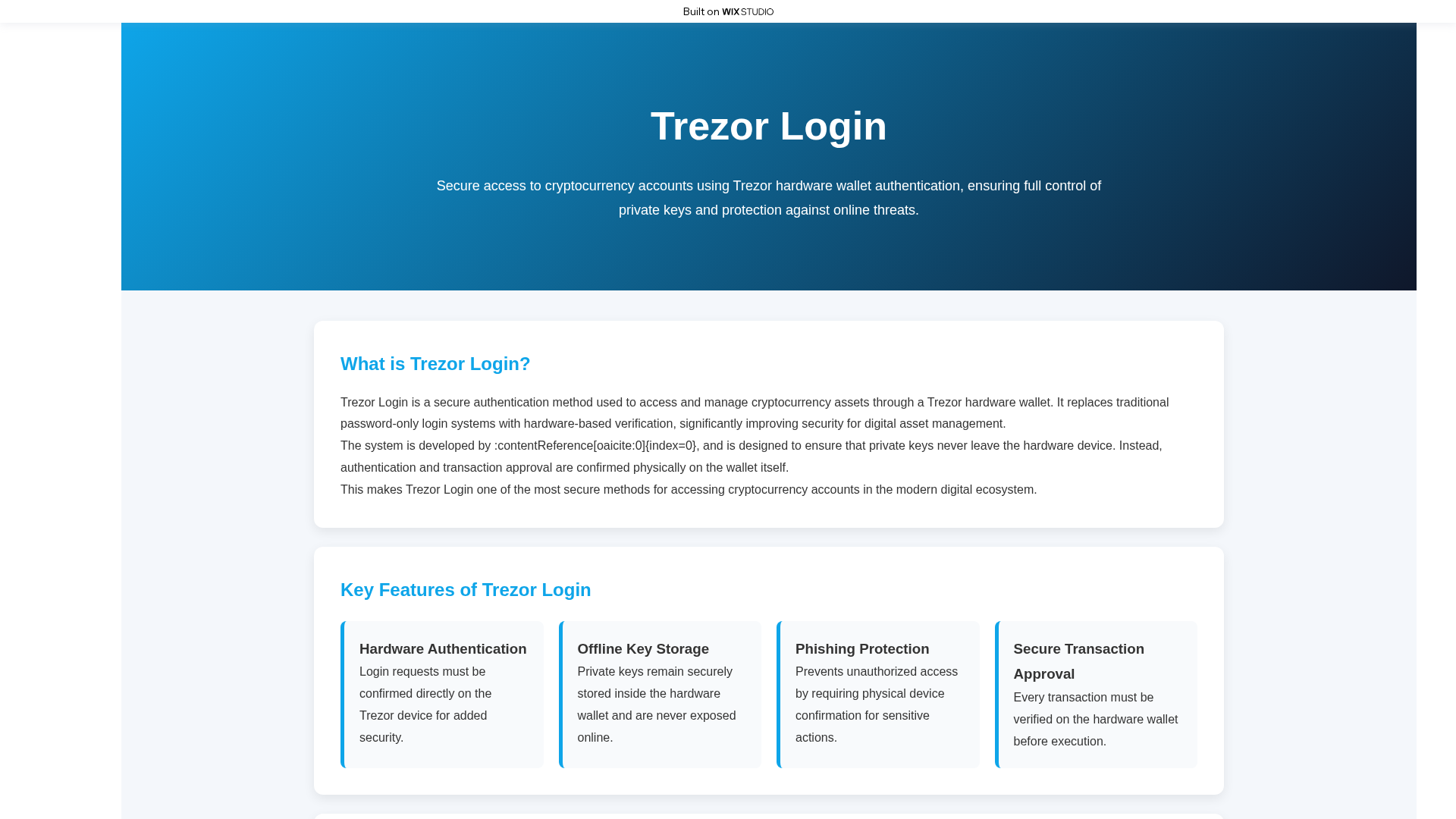 Screenshot of app-trezer-login.wixstudio.com