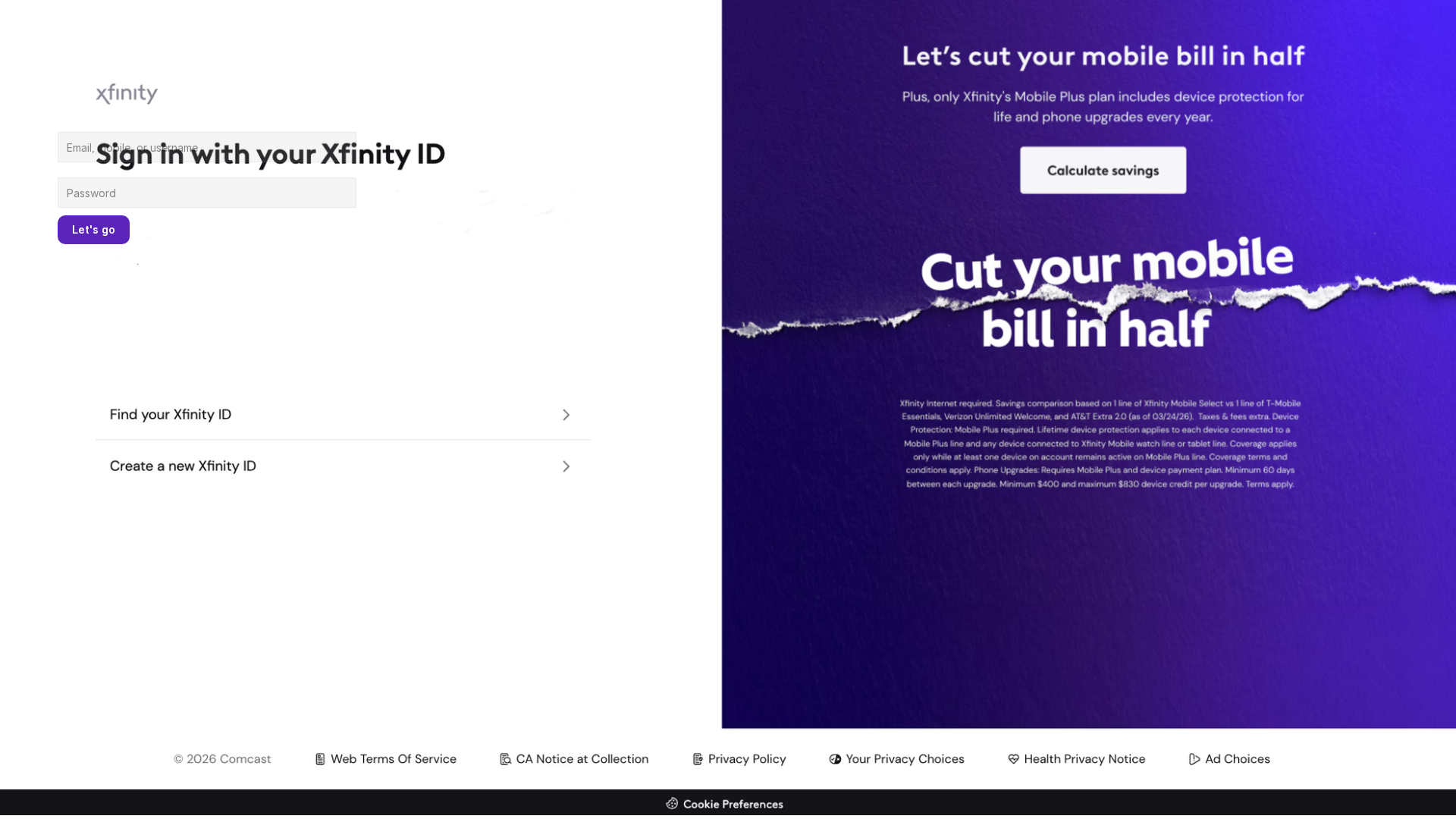 Screenshot of customercomcast.framer.website