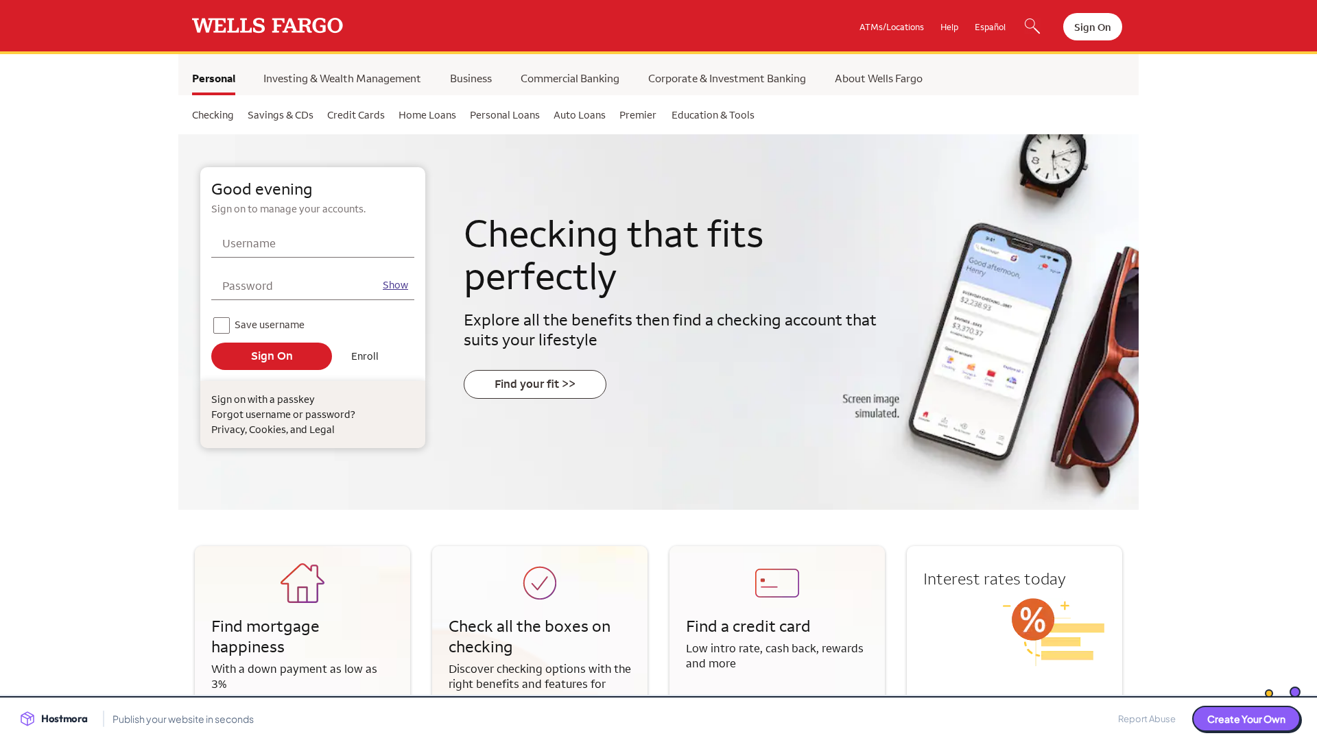 Screenshot of wellsfargo-index-9prz.hostmora.app