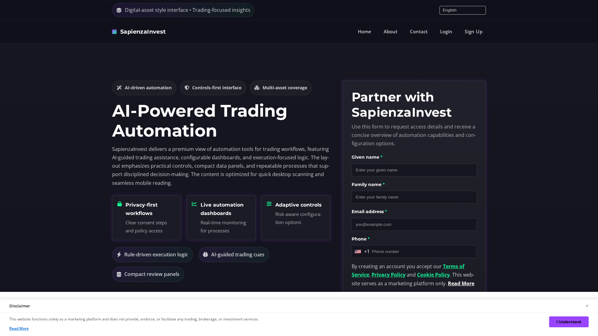 Screenshot of sapienzainvest.digital