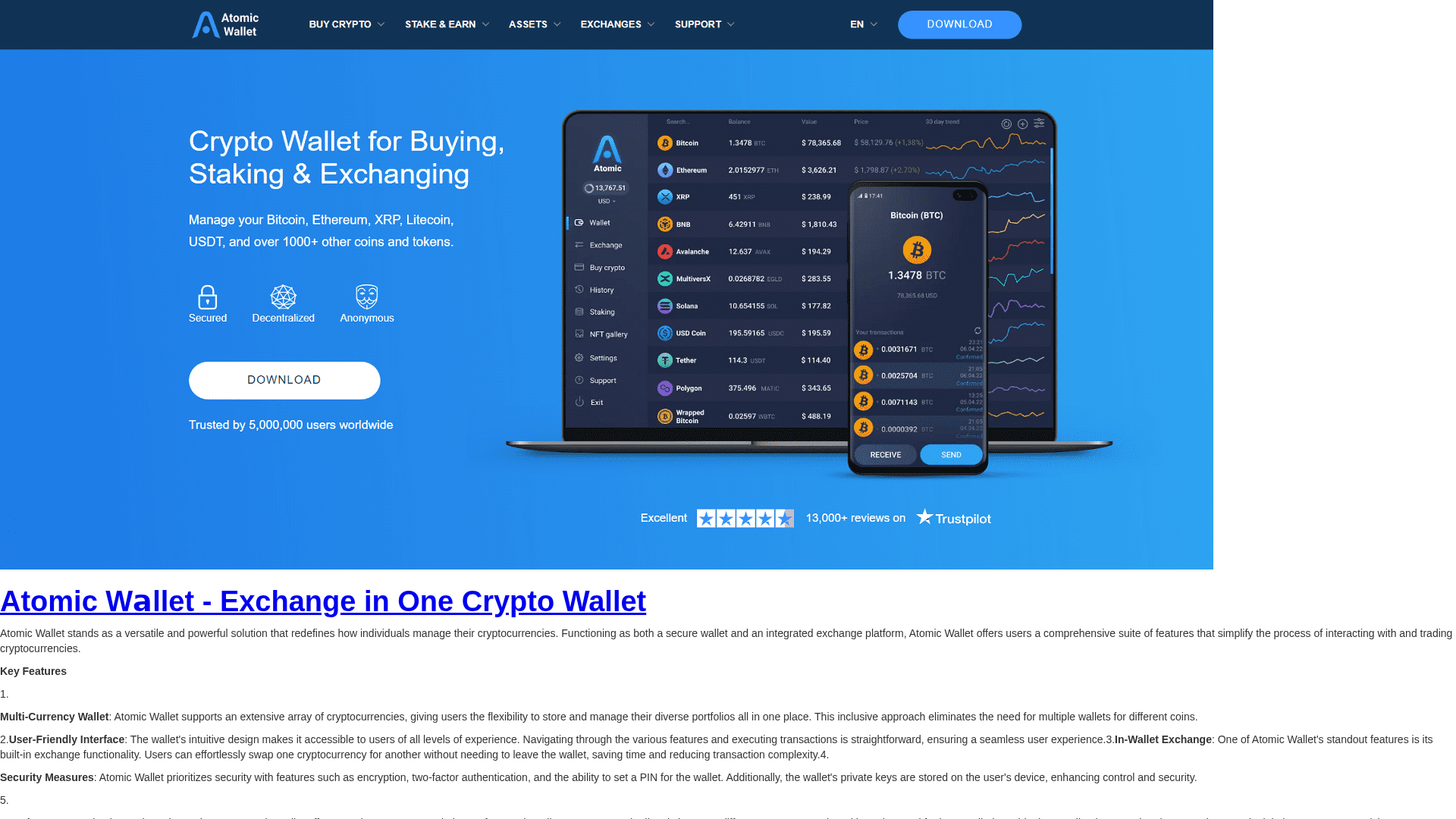 Screenshot of atomicwalletx.webflow.io
