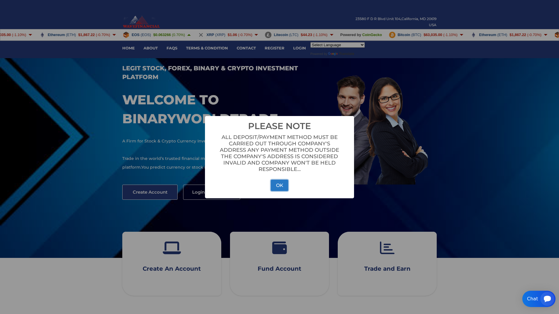 Screenshot of binaryworldtrade.live