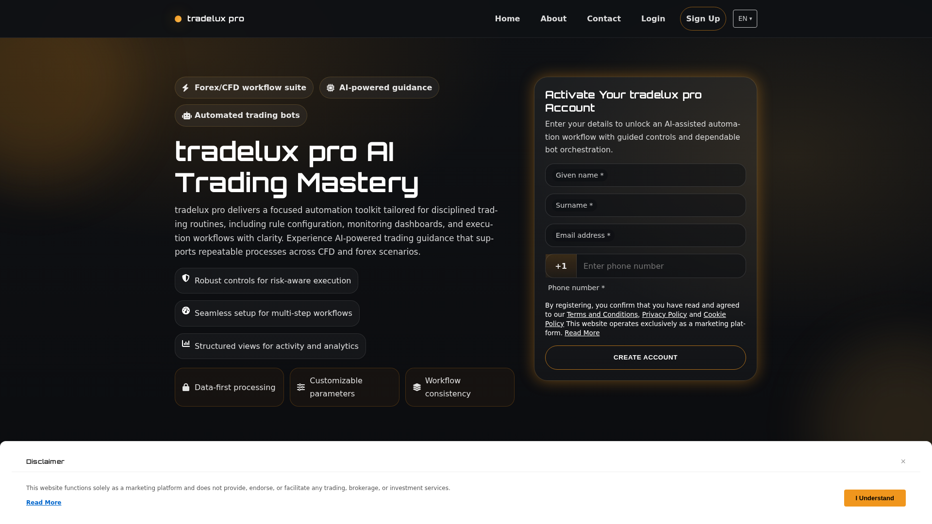 Screenshot of tradeluxpro.shop