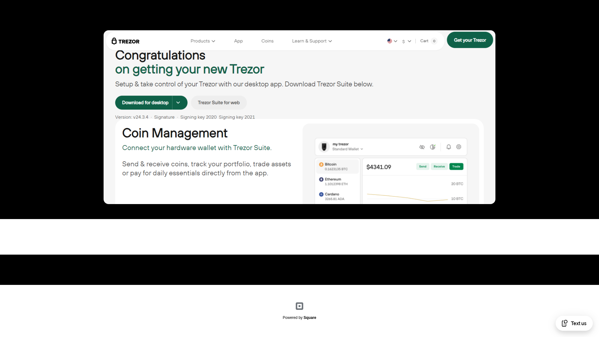 Screenshot of trezr-home-login.square.site