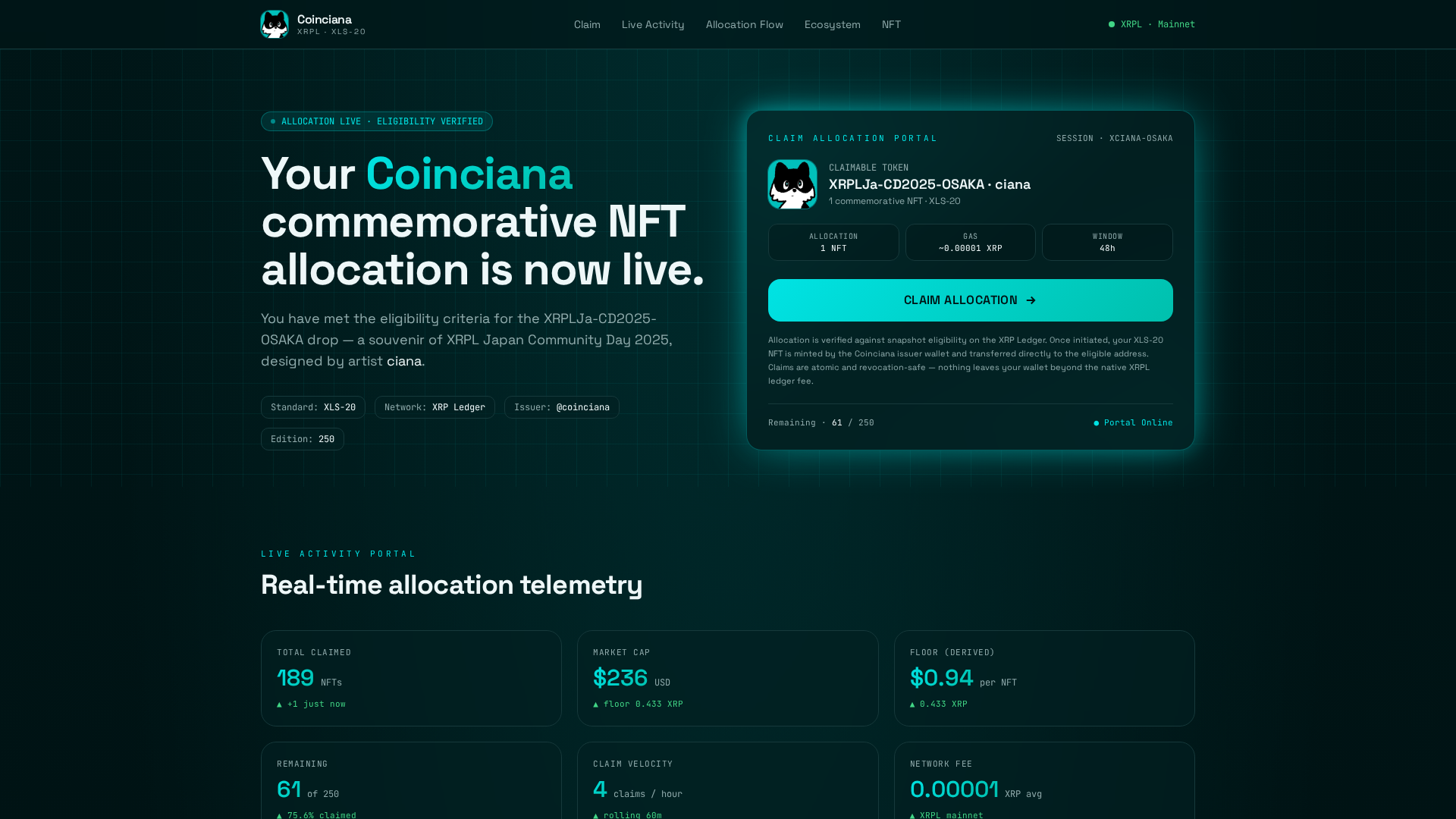Screenshot of coincianalabs.com