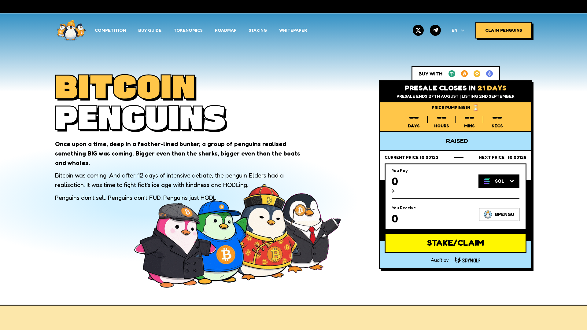 Screenshot of bitcoinpenguin-claim.pages.dev