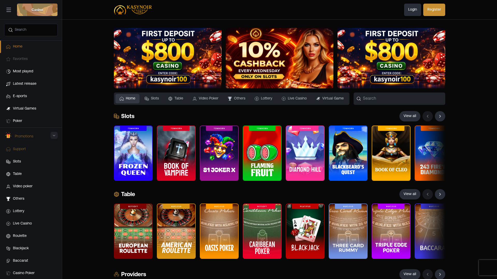 Screenshot of www.kasynoir.com