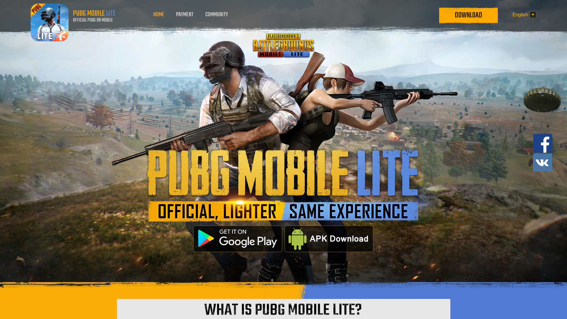 Screenshot of www.pubgmlite.com