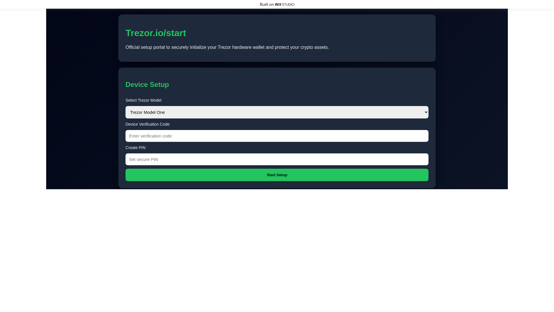Screenshot of starts-trezr-apps.wixstudio.com