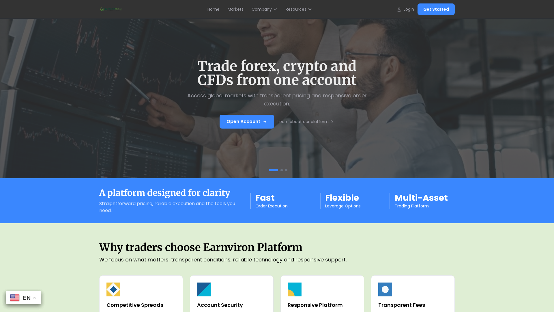Screenshot of earnvironplatform.com