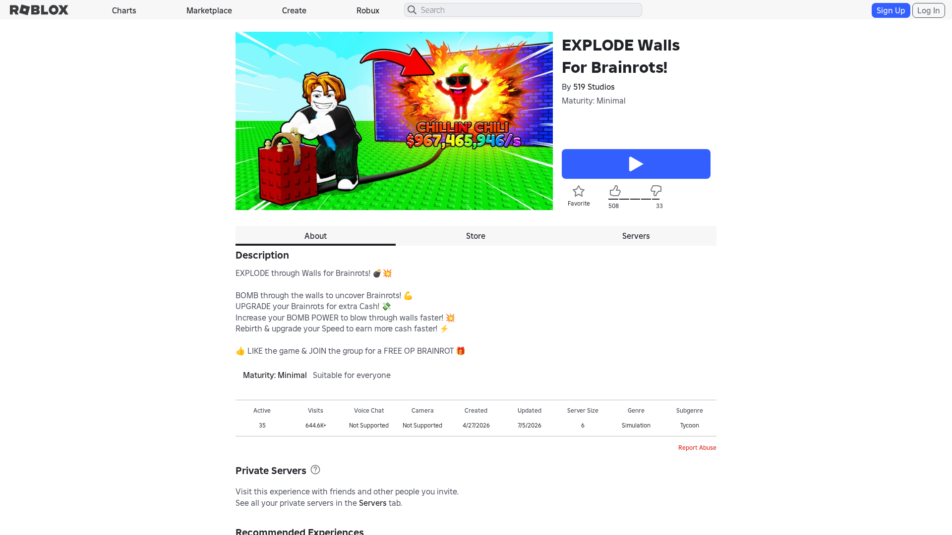 Screenshot of www.roblox.com.bi