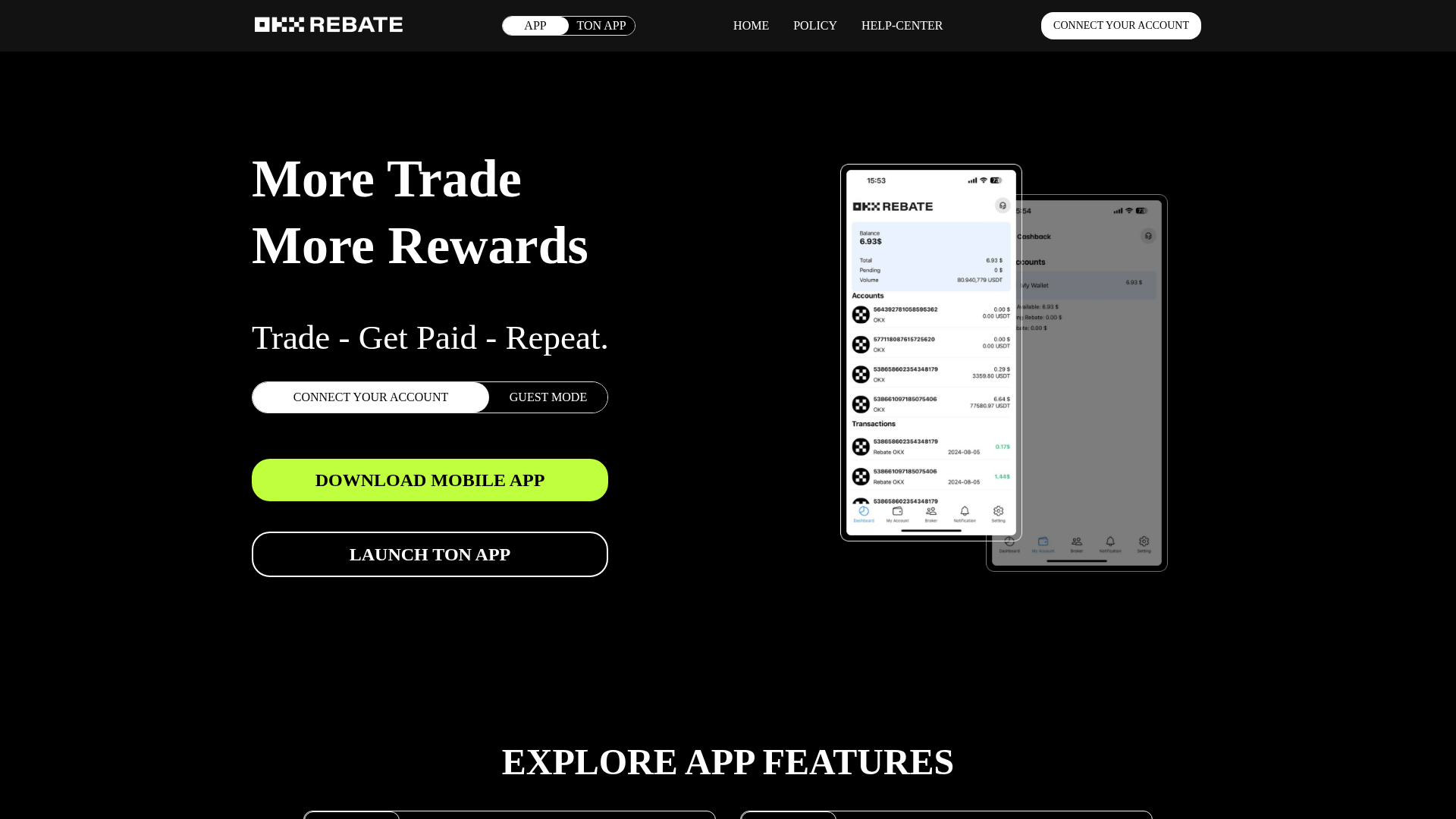 Screenshot of okx-rebate.dev.metawork.network