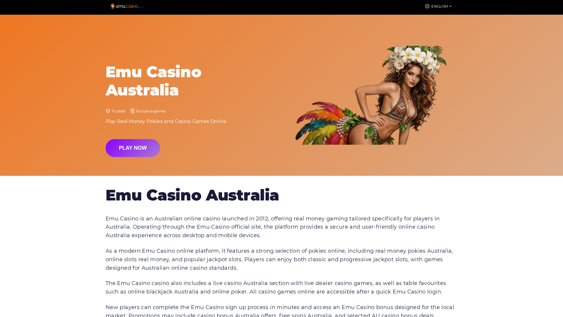 Screenshot of emucasino-login-aus.com