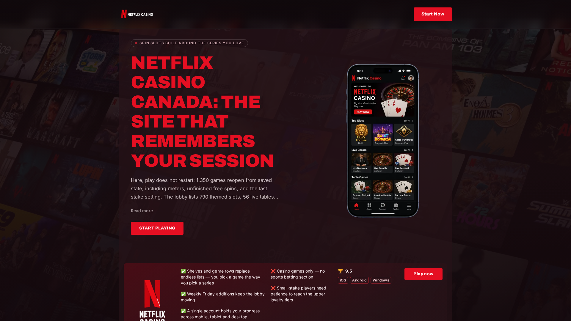 Screenshot of netflixcasinocanada.com