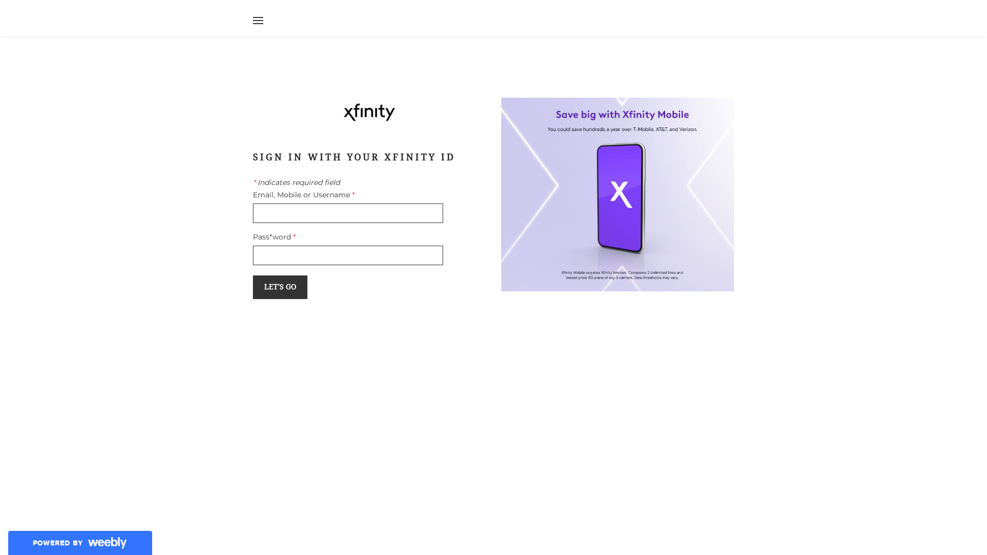 Screenshot of xfinvoice.weebly.com