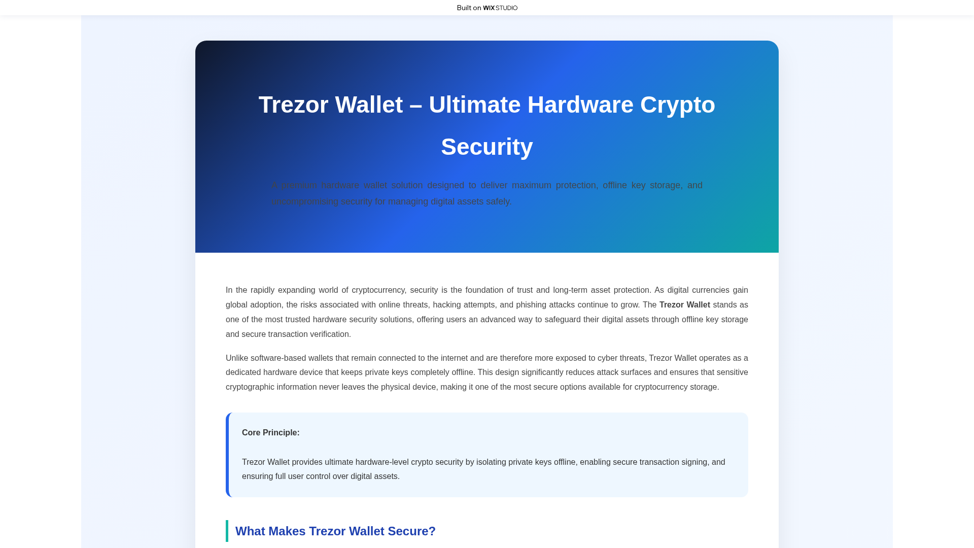 Screenshot of homepage-trezxor-us.wixstudio.com