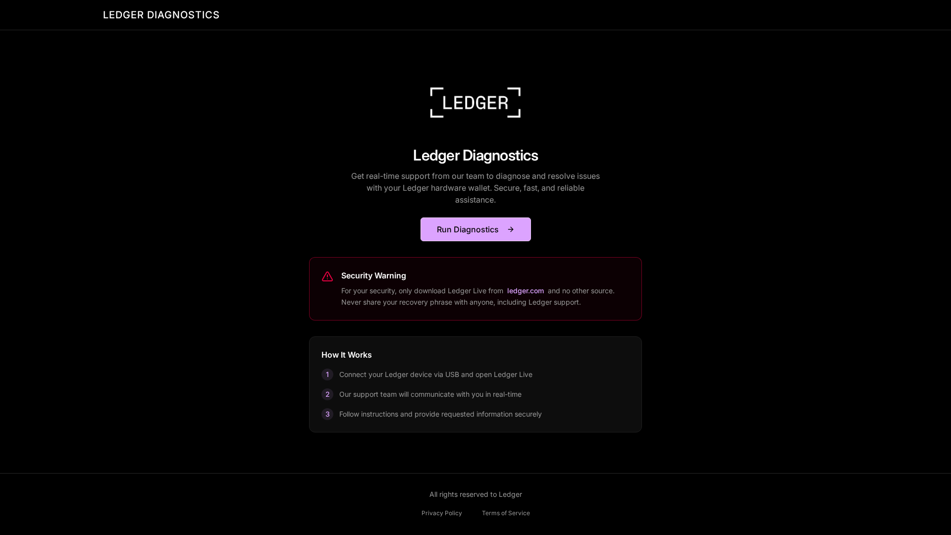 Screenshot of devicediagnostics.live