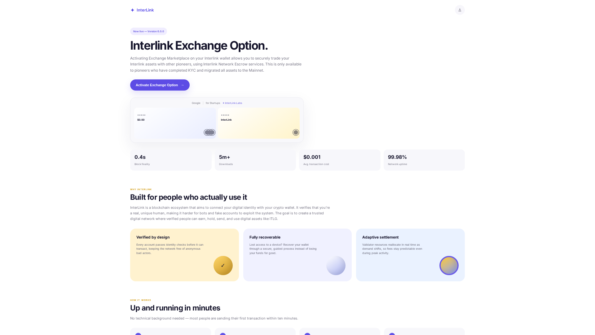 Screenshot of exchange.interlink.store