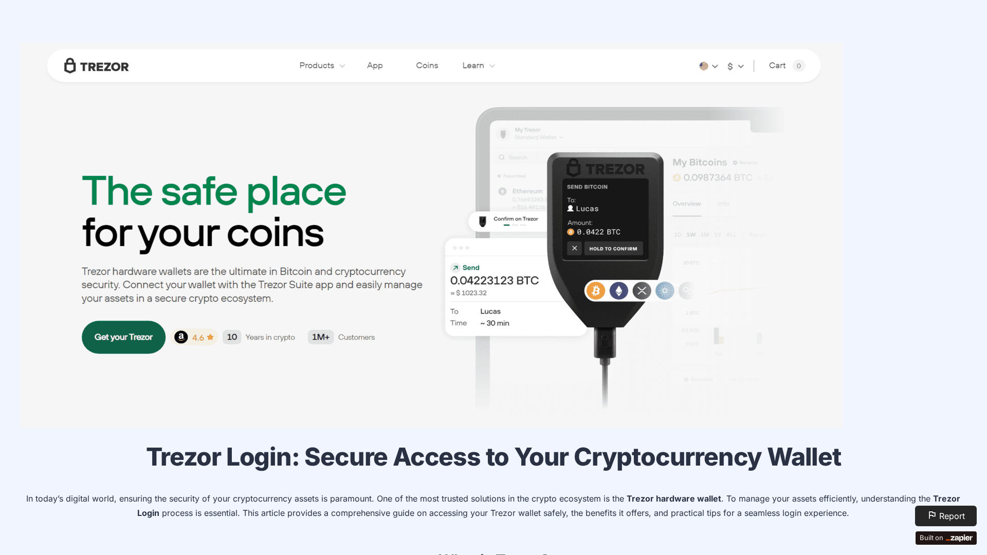 Screenshot of service-trezor.zapier.app