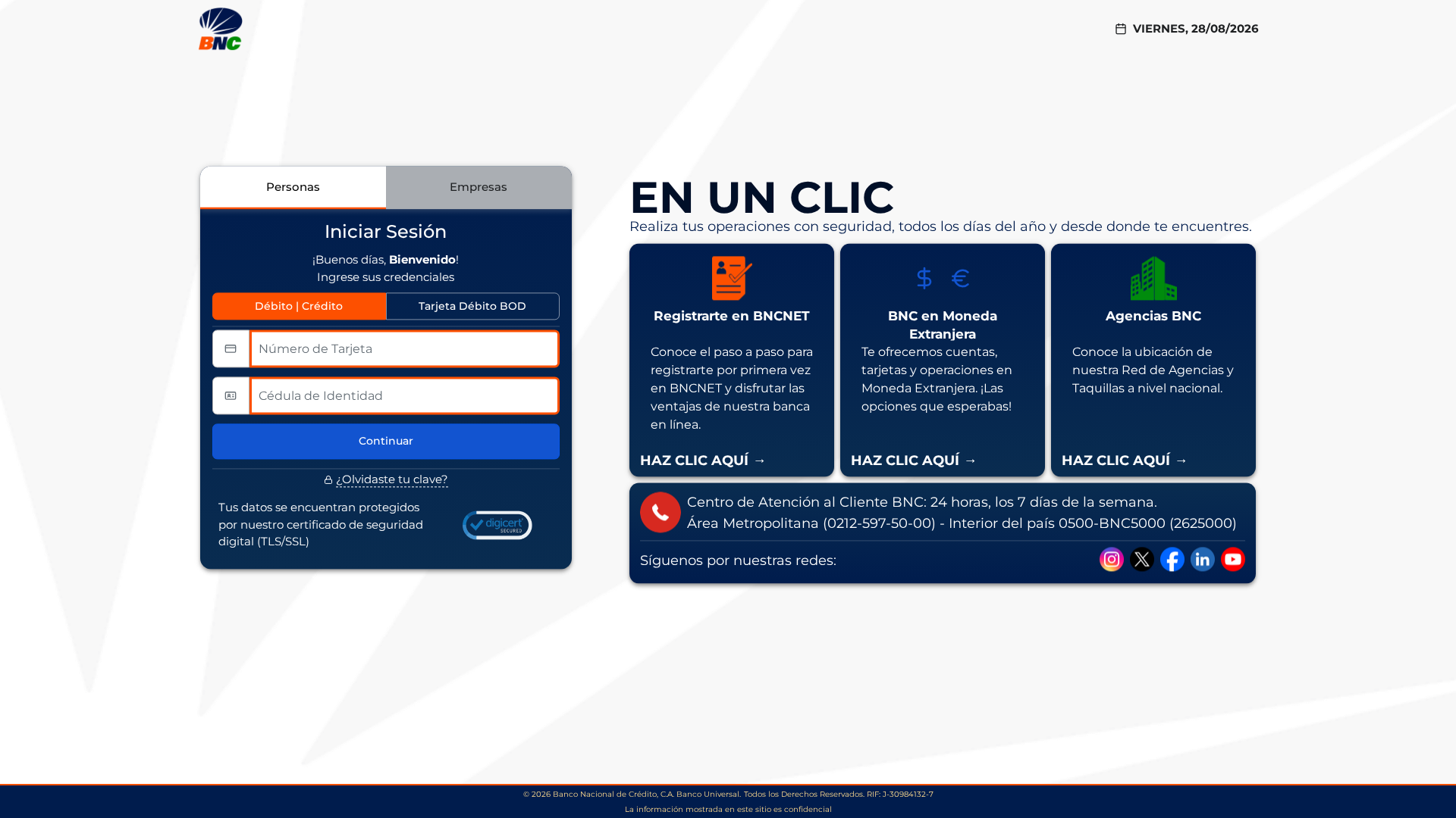 Screenshot of bcnenlinea.com