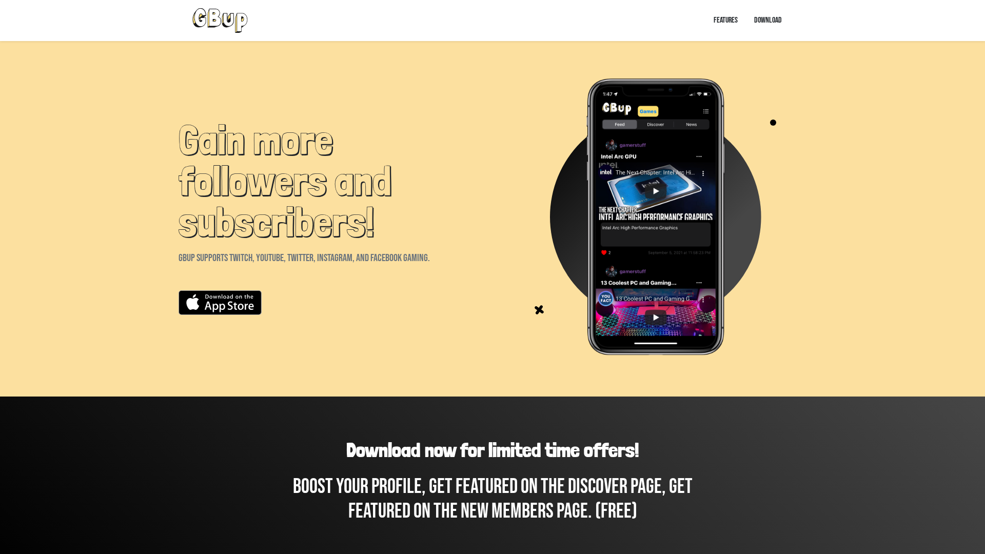 Screenshot of gbup.app