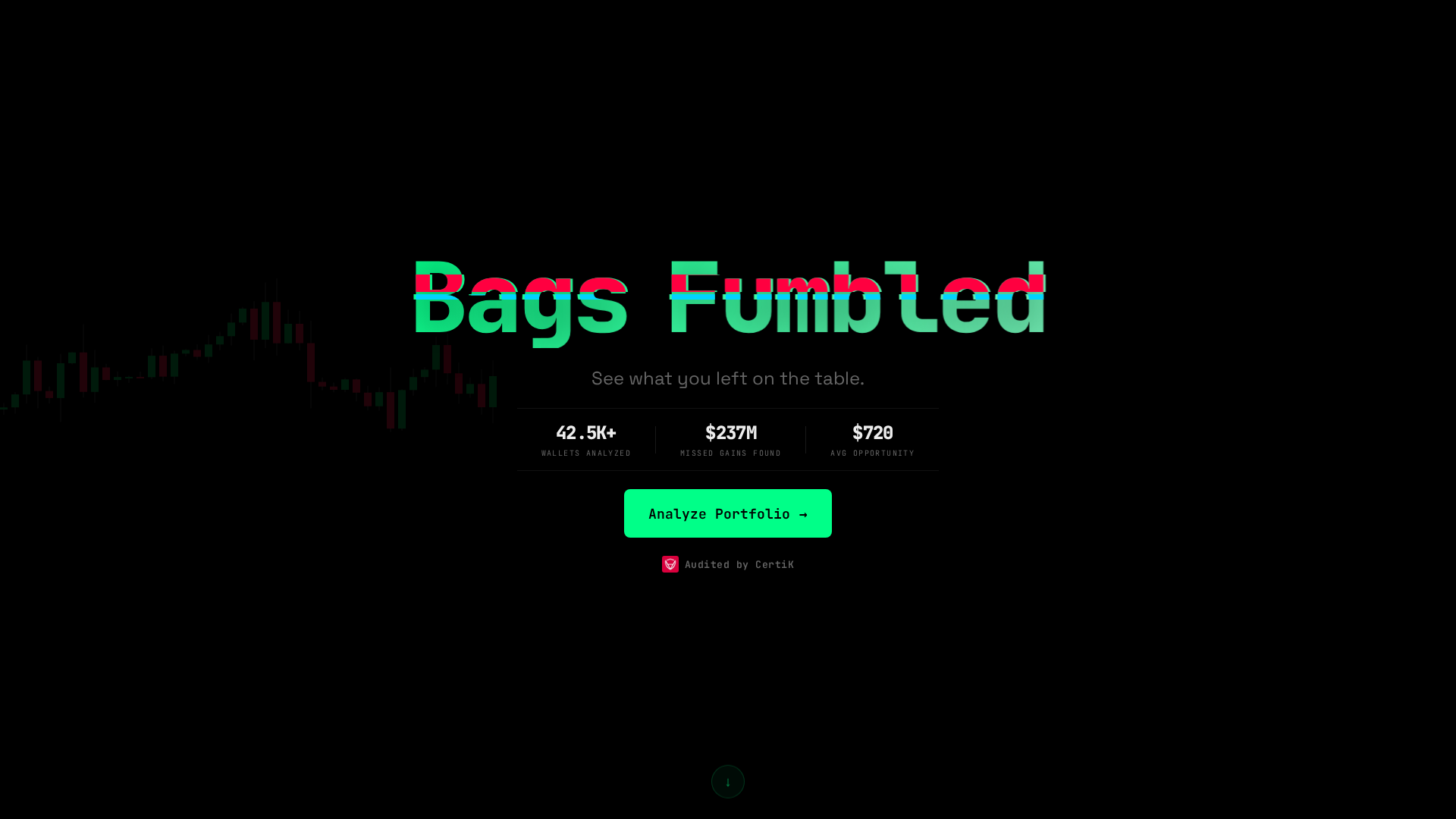 Screenshot of bagsfumbled.io
