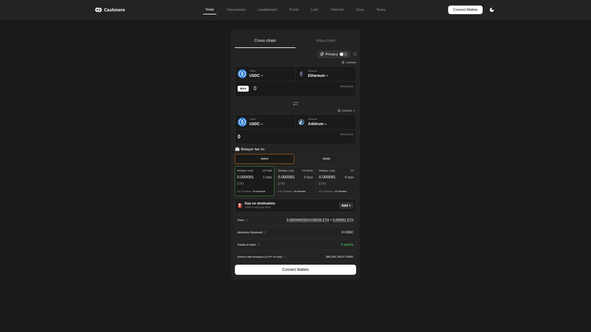 Screenshot of cashmerelabs.exchange