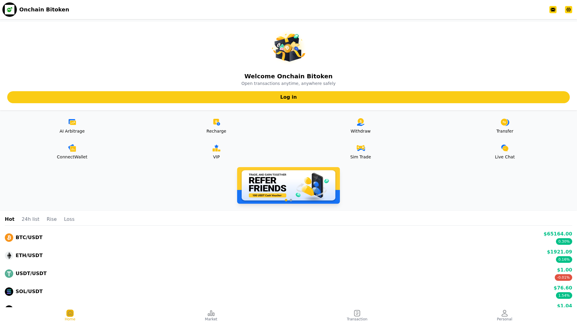 Screenshot of onchainbitoken.com
