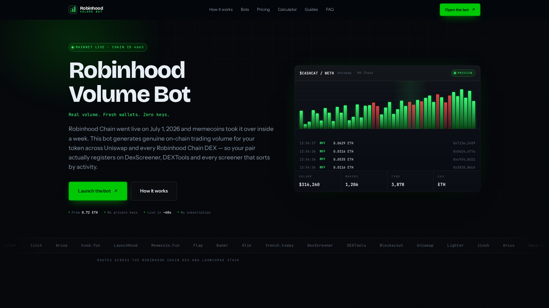Screenshot of robinhoodvolumebot.com
