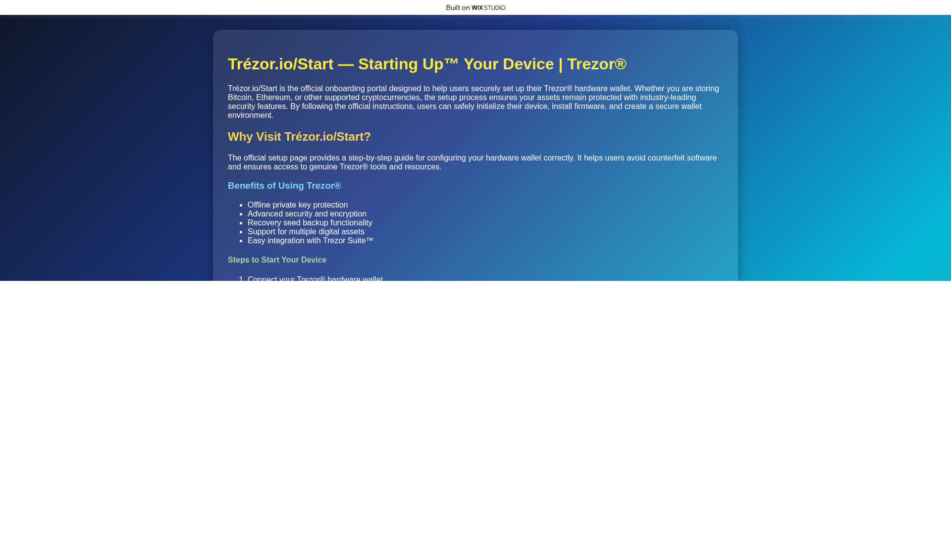 Screenshot of starttezoio.wixstudio.com