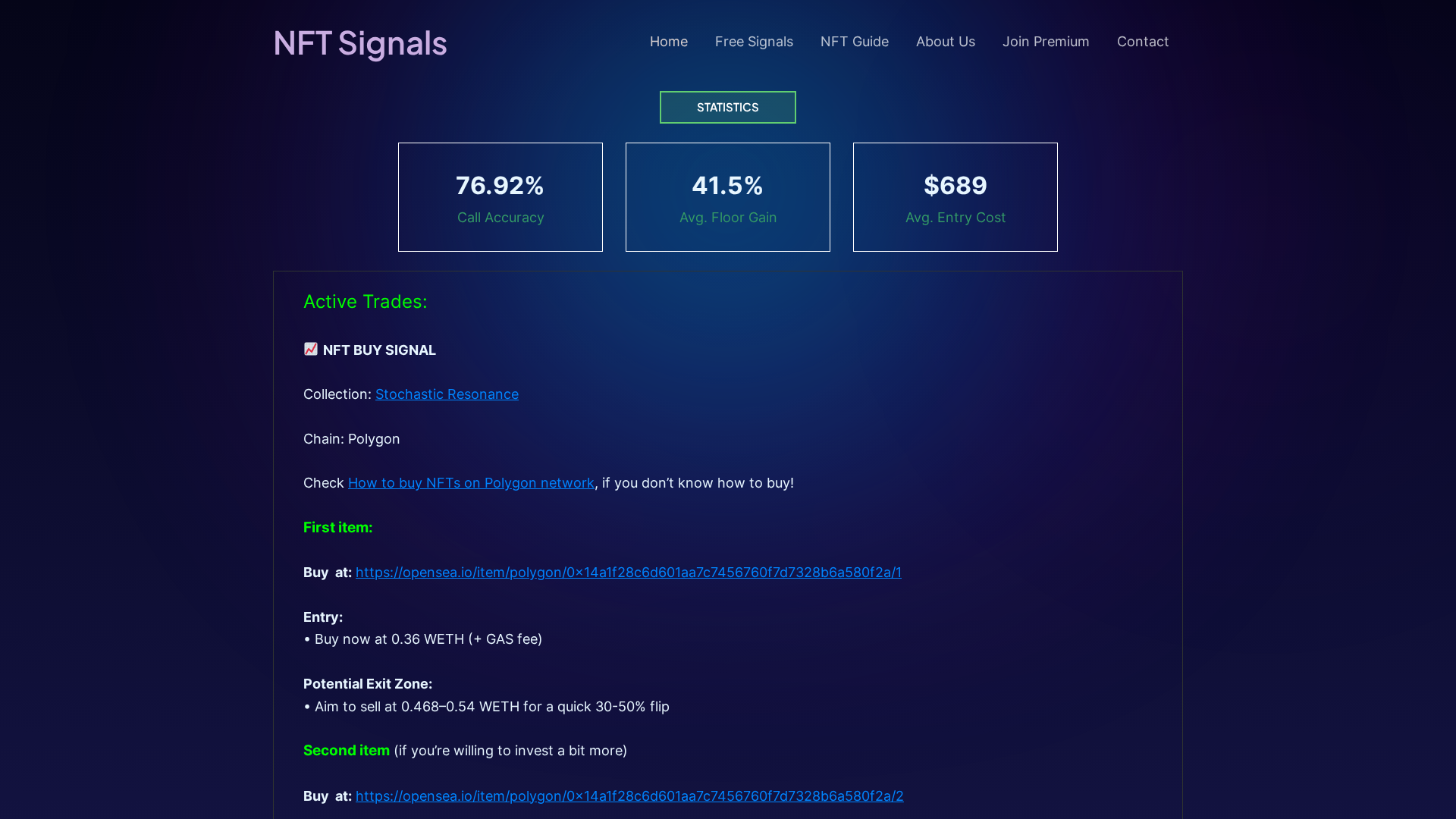 Screenshot of nft-signals.com