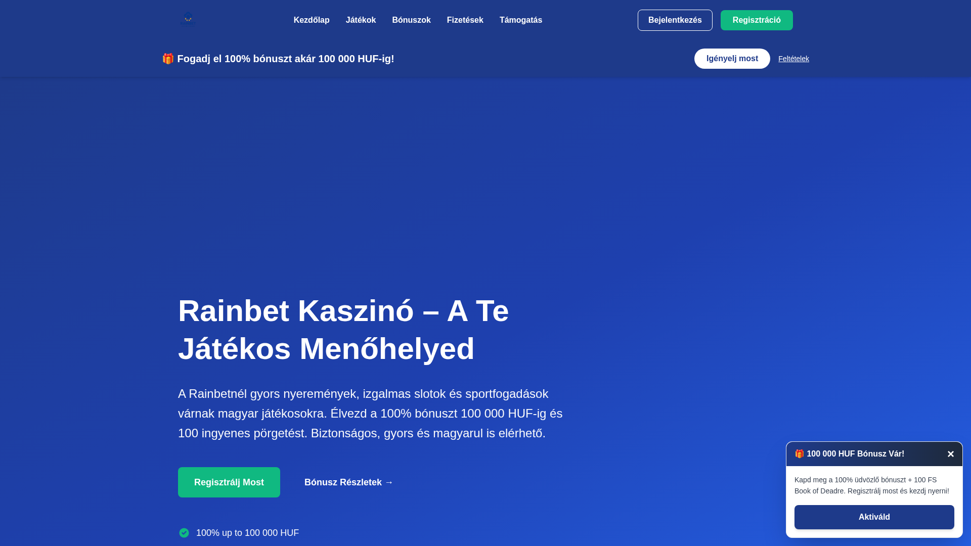 Screenshot of rainbet-hungary.com
