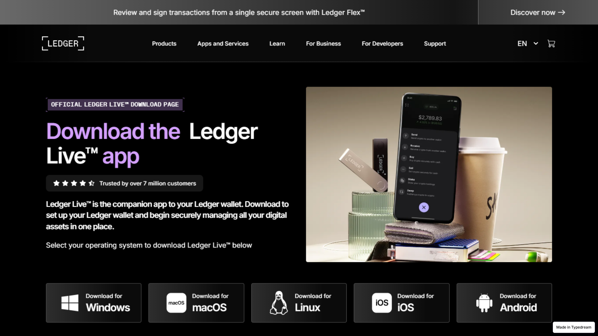 Screenshot of ledger-com-start-start-us-app.typedream.app