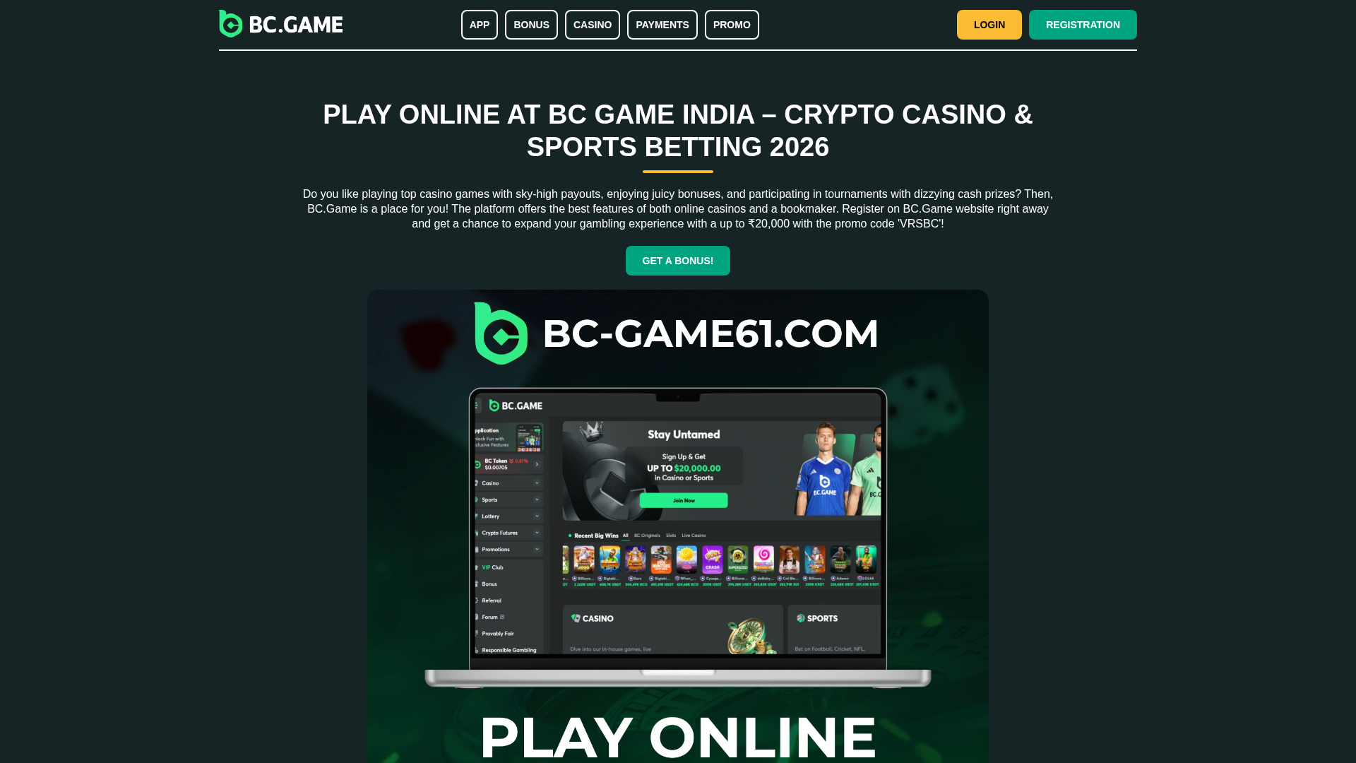 Screenshot of bc-game61.com