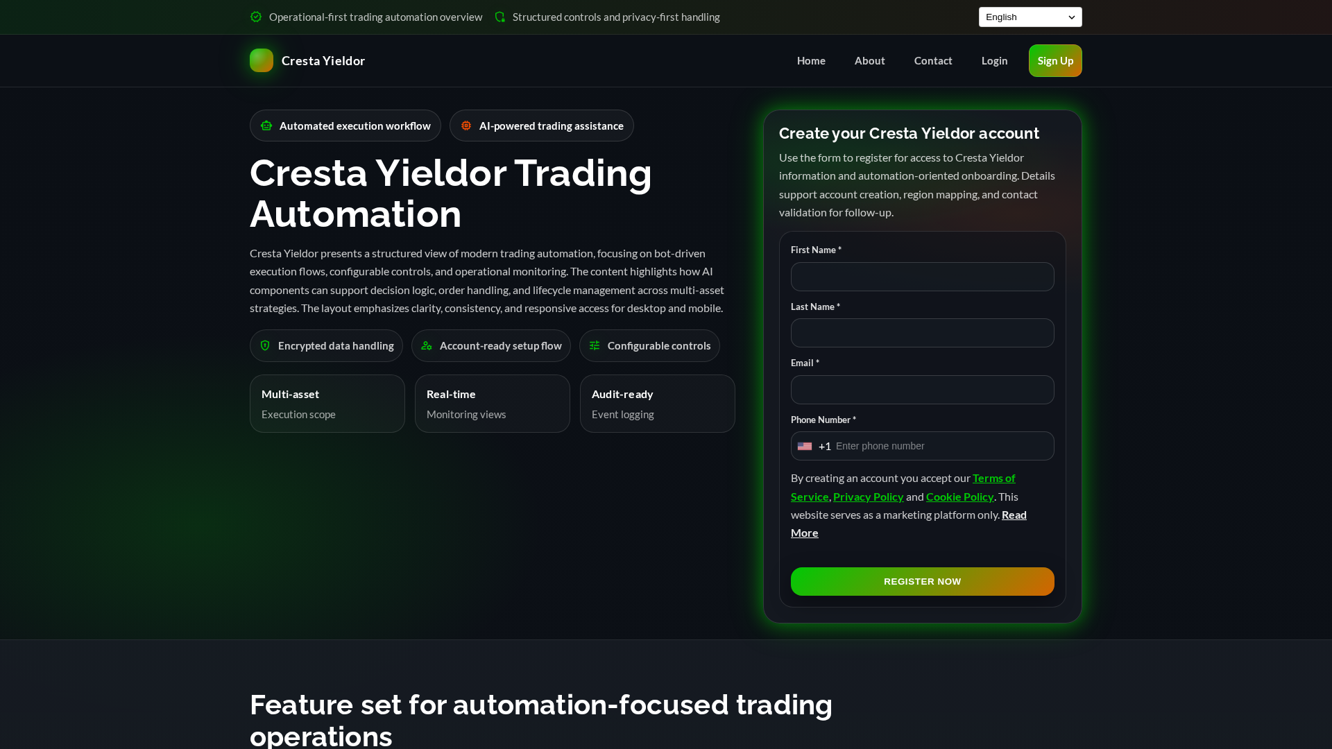 Screenshot of cresta-yieldor-software.com