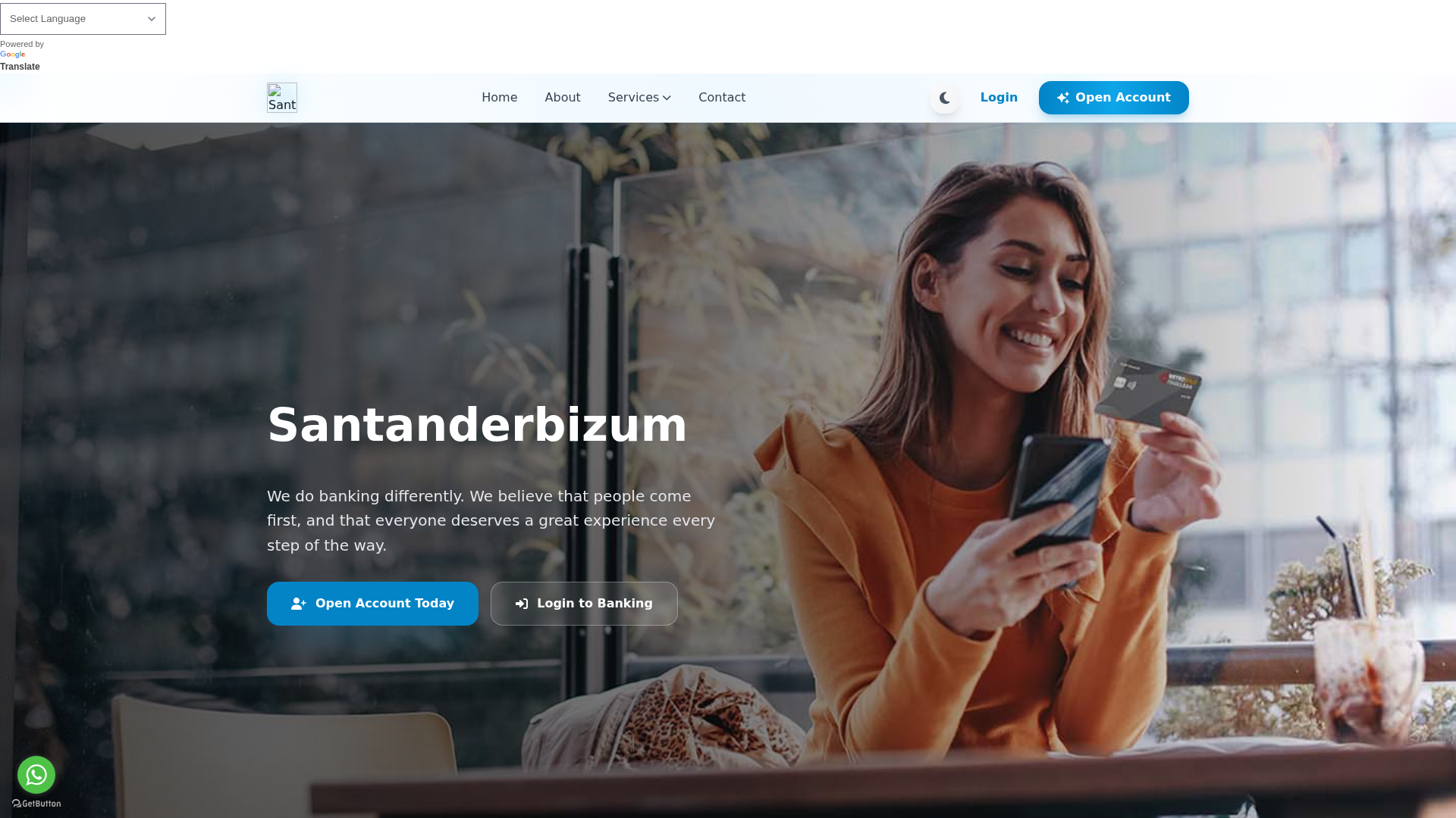 Screenshot of santanderbizum.com