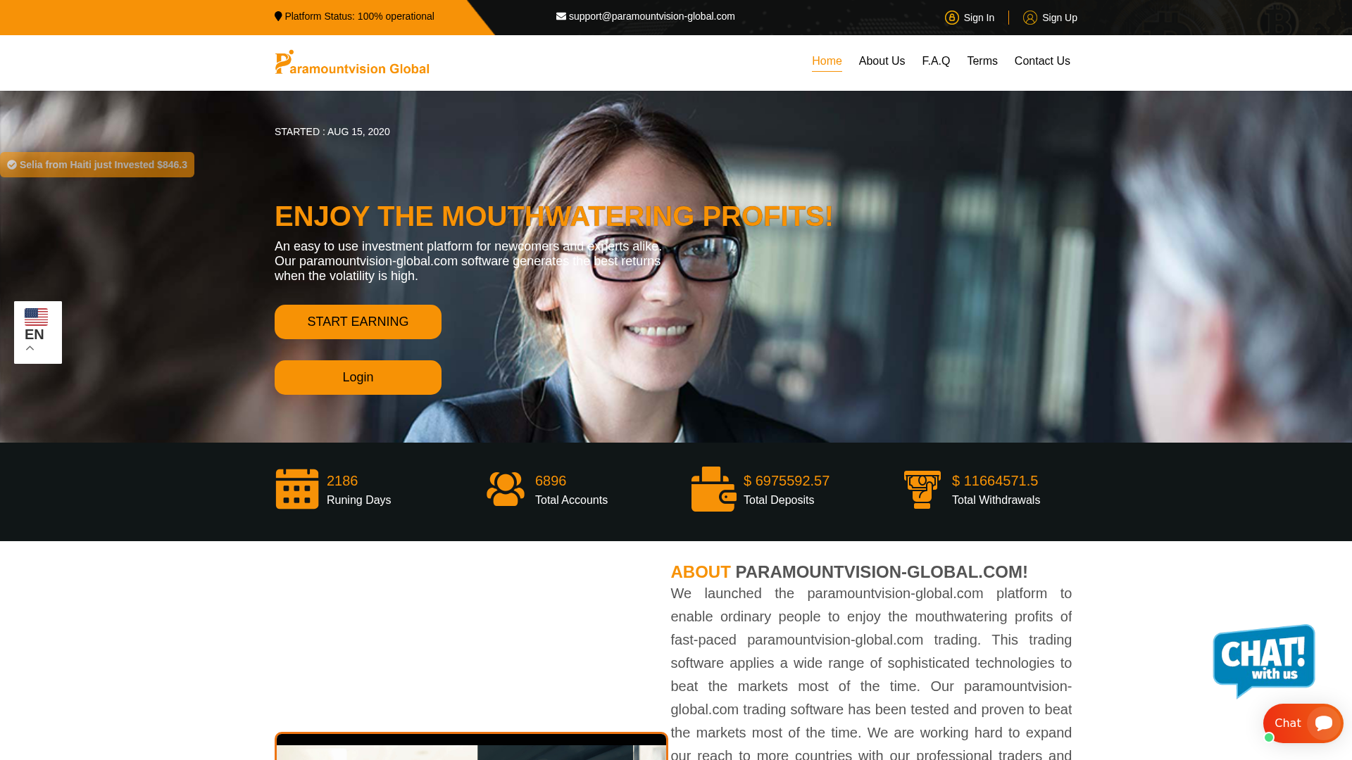 Screenshot of paramountvision-global.com